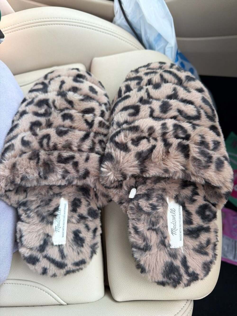 Madewell Faux Fur Leopard Print Slippers